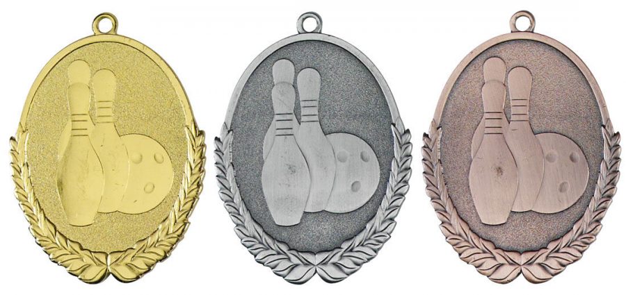 Bowling Tre medaljer på rad guld silver brons