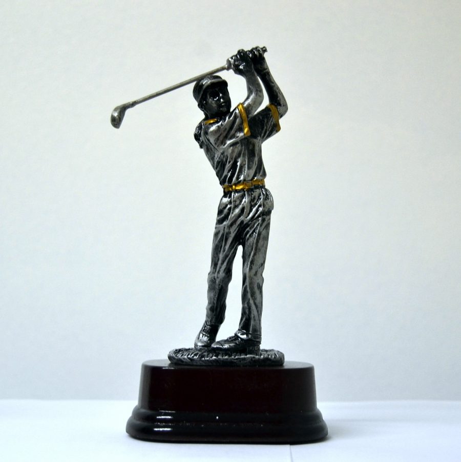 golf player man silver trophy