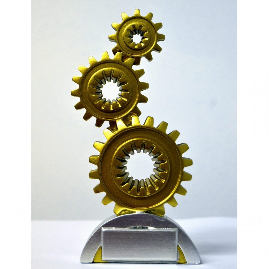 cog wheels golden trophy award