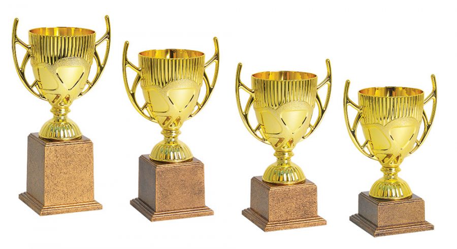 golden trophy with handles